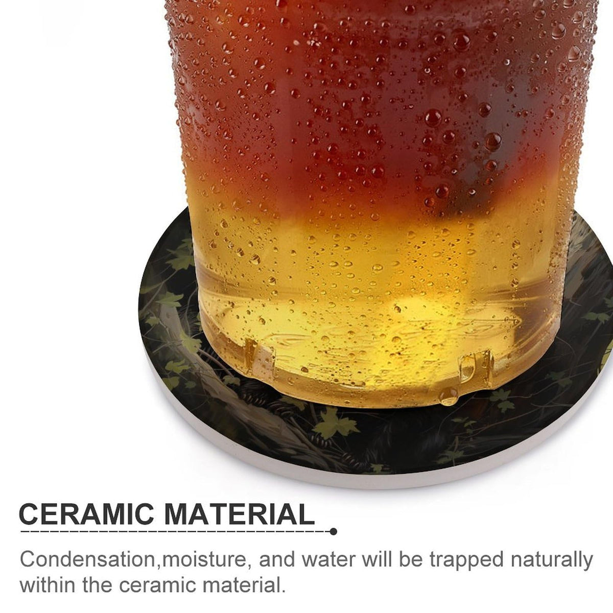 Absorbent Ceramic Stone Coasters Set of 4 Cork Base H352704