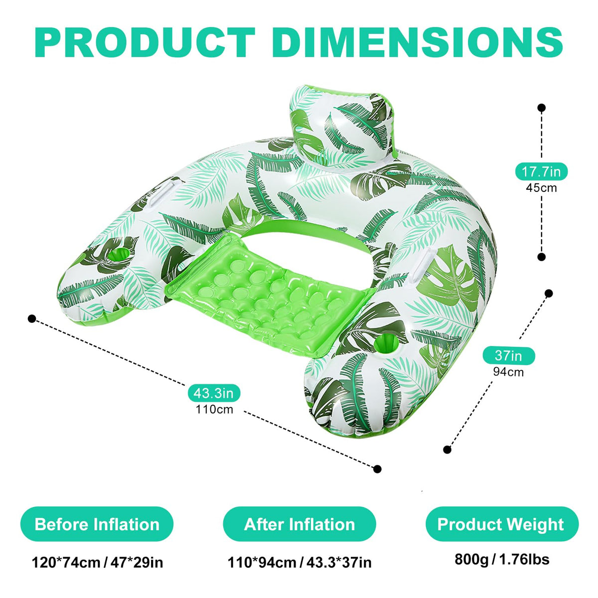 2 Pack Inflatable Pool Float Chair with Cup Holder Y121