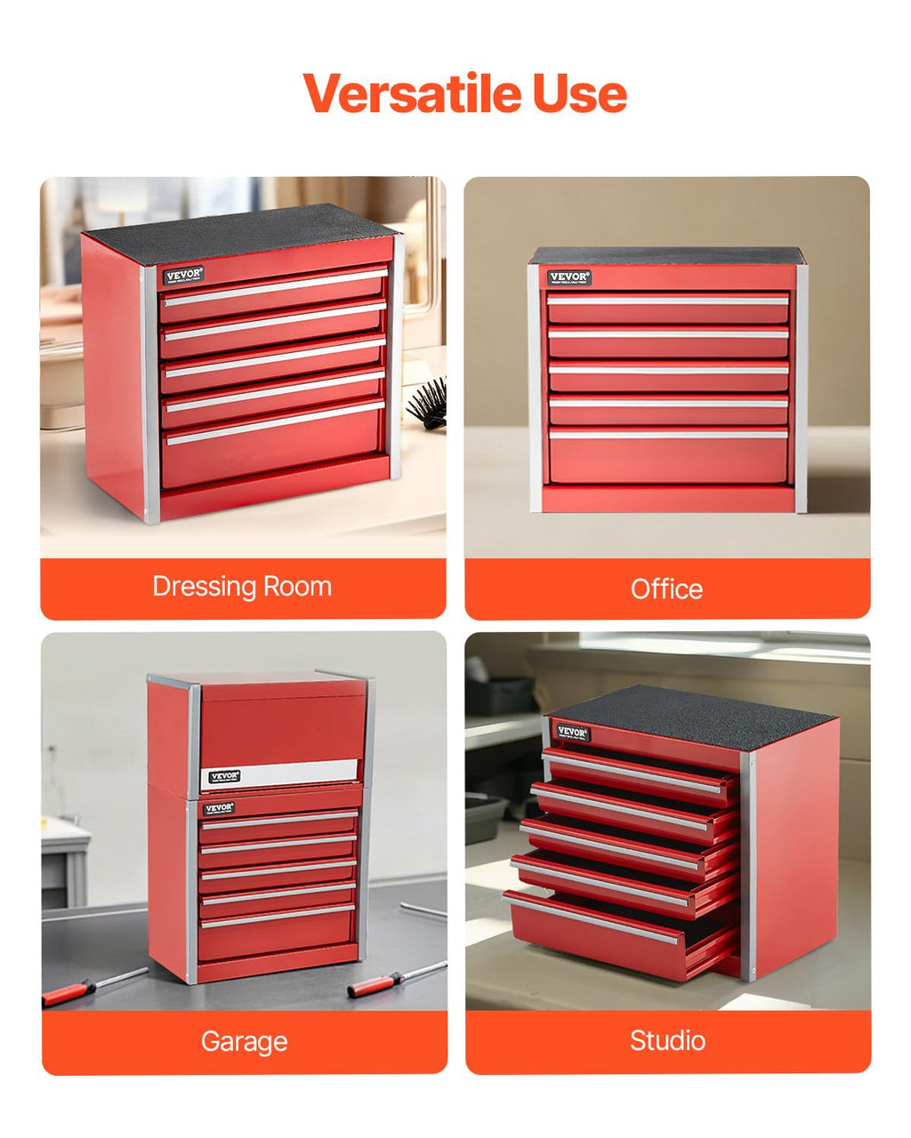 8.6-inch Portable Metal Tool Box with 5 Drawers A17499