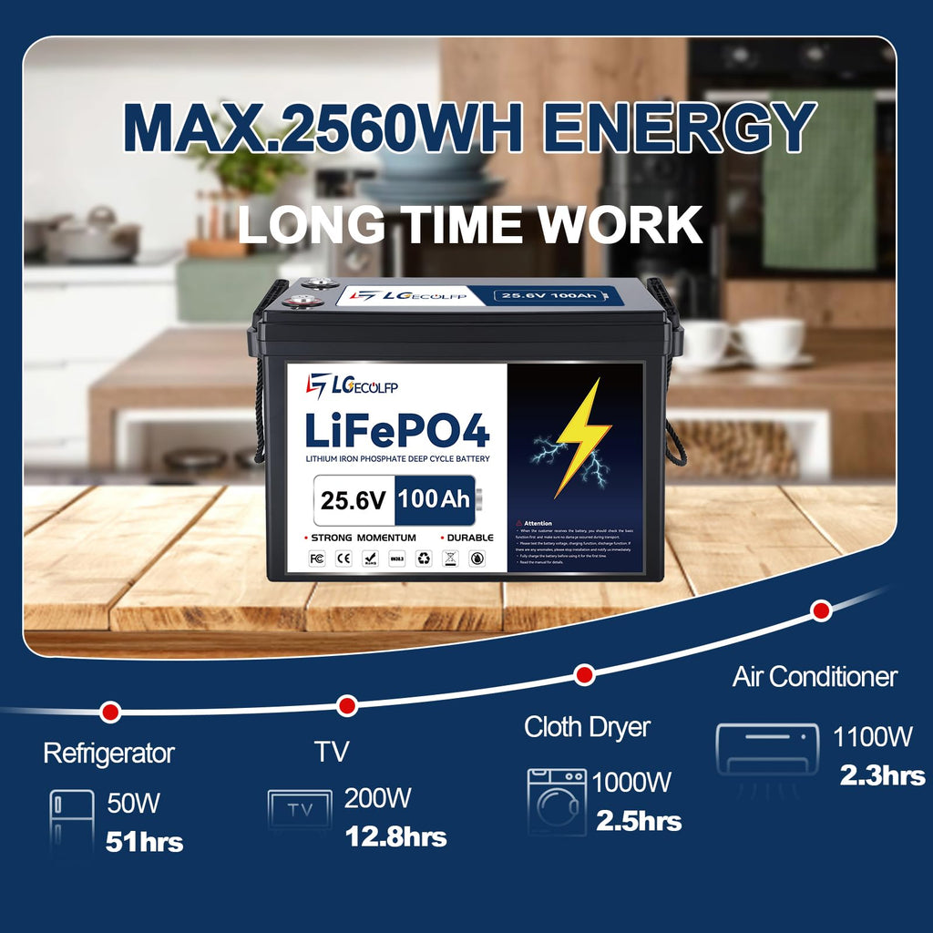 24V 100Ah LiFePO4 Battery with 100A BMS M1935