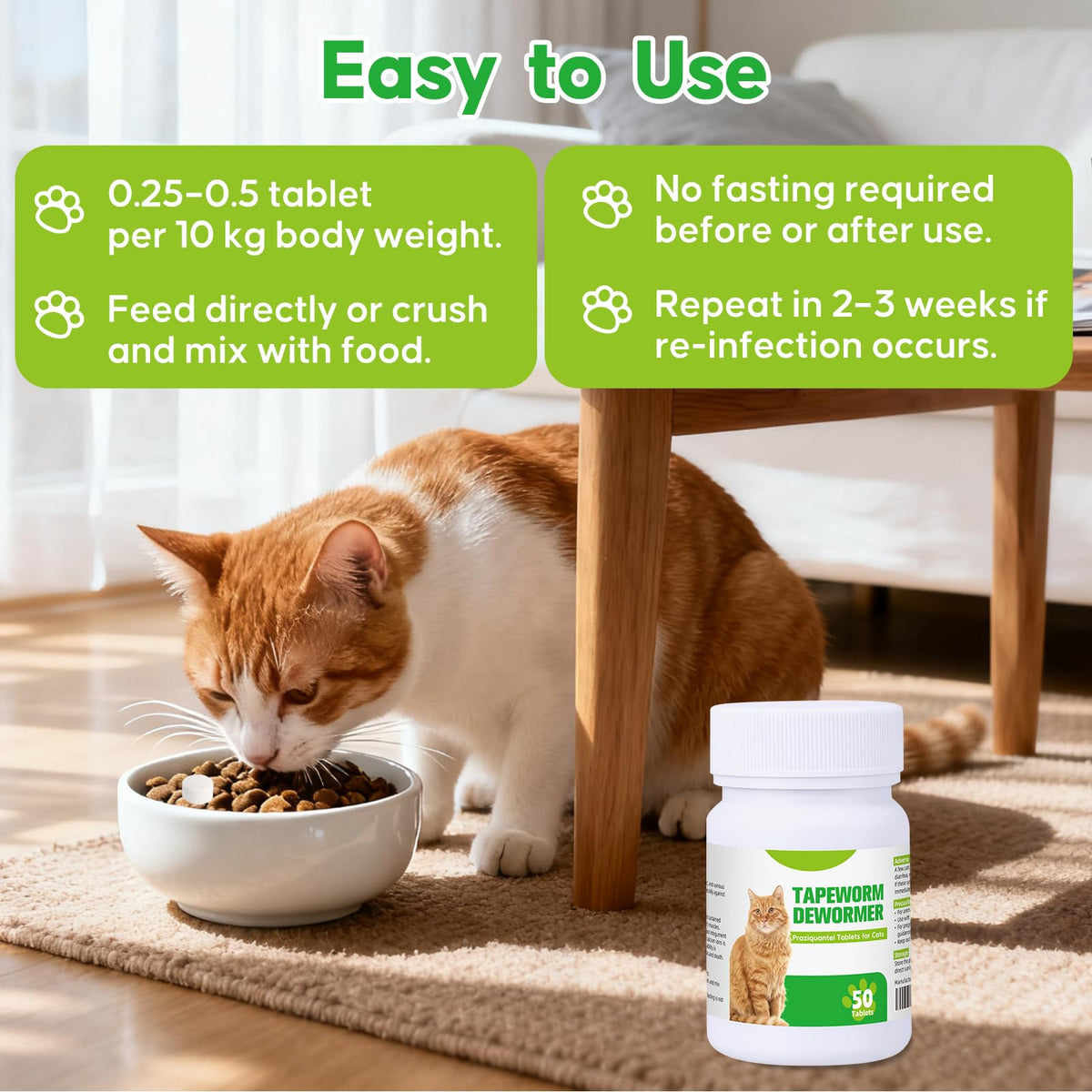 Cat Tapeworm Dewormer Tablets 50 Tablets H147865