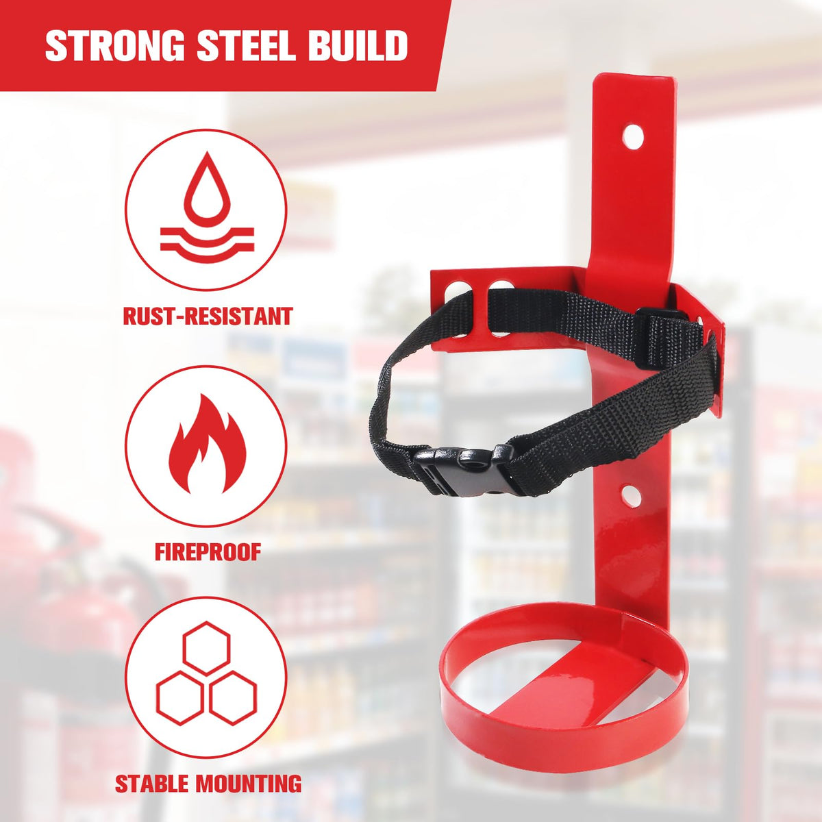 Fire Extinguisher Mount, 2.5LB Adjustable Straps Wall Hanging Holder 2Pcs F48083