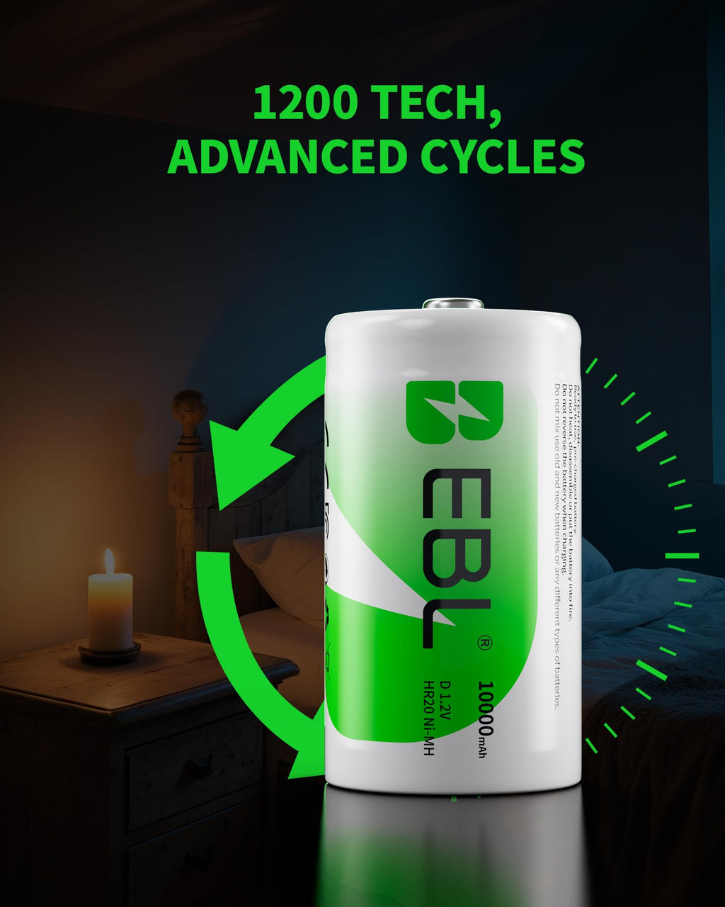 D Cell Rechargeable Batteries 4-Pack P1846