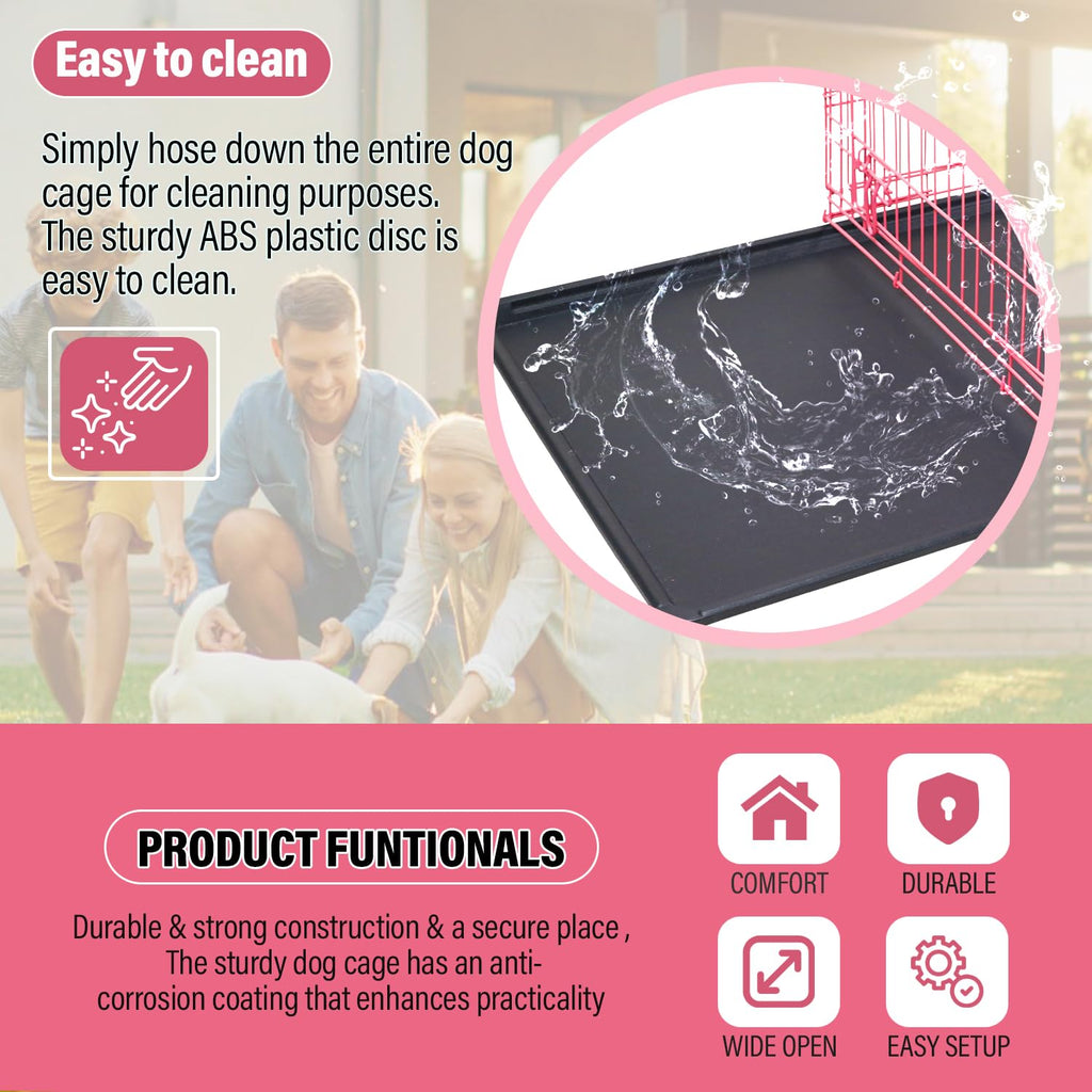 36" Metal Wire Folding Dog Crate with Divider Panel Y60528