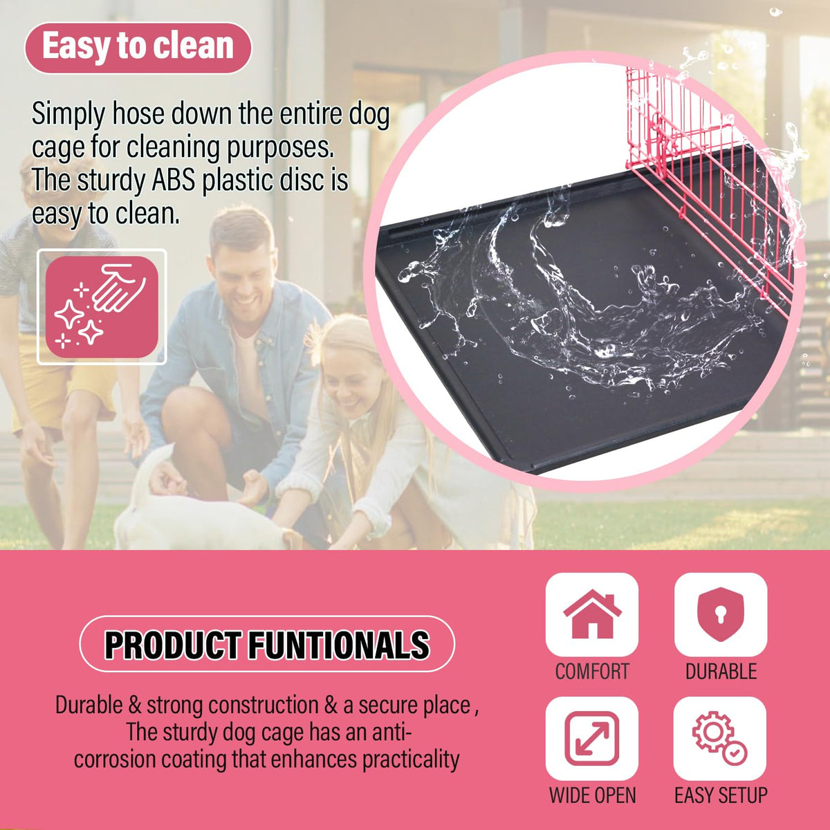 36" Metal Wire Folding Dog Crate with Divider Panel Y60528