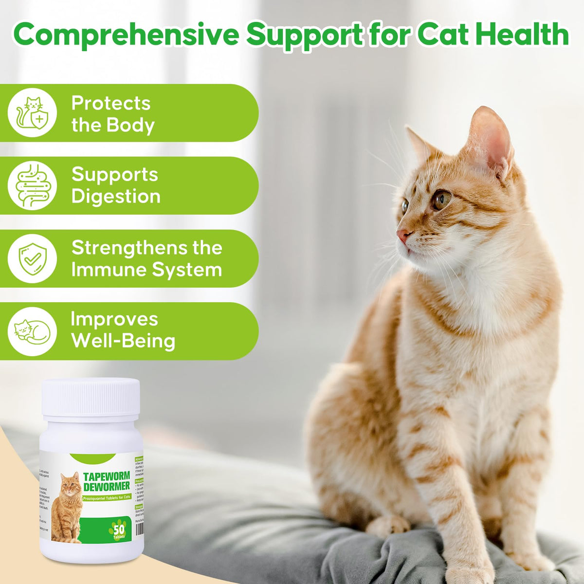 Cat Tapeworm Dewormer Tablets 50 Tablets H147865