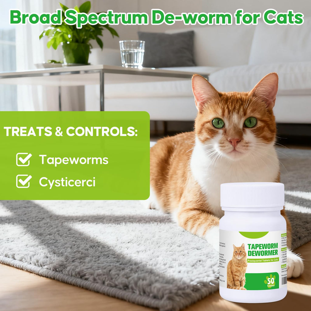 Cat Tapeworm Dewormer Tablets 50 Tablets H147865