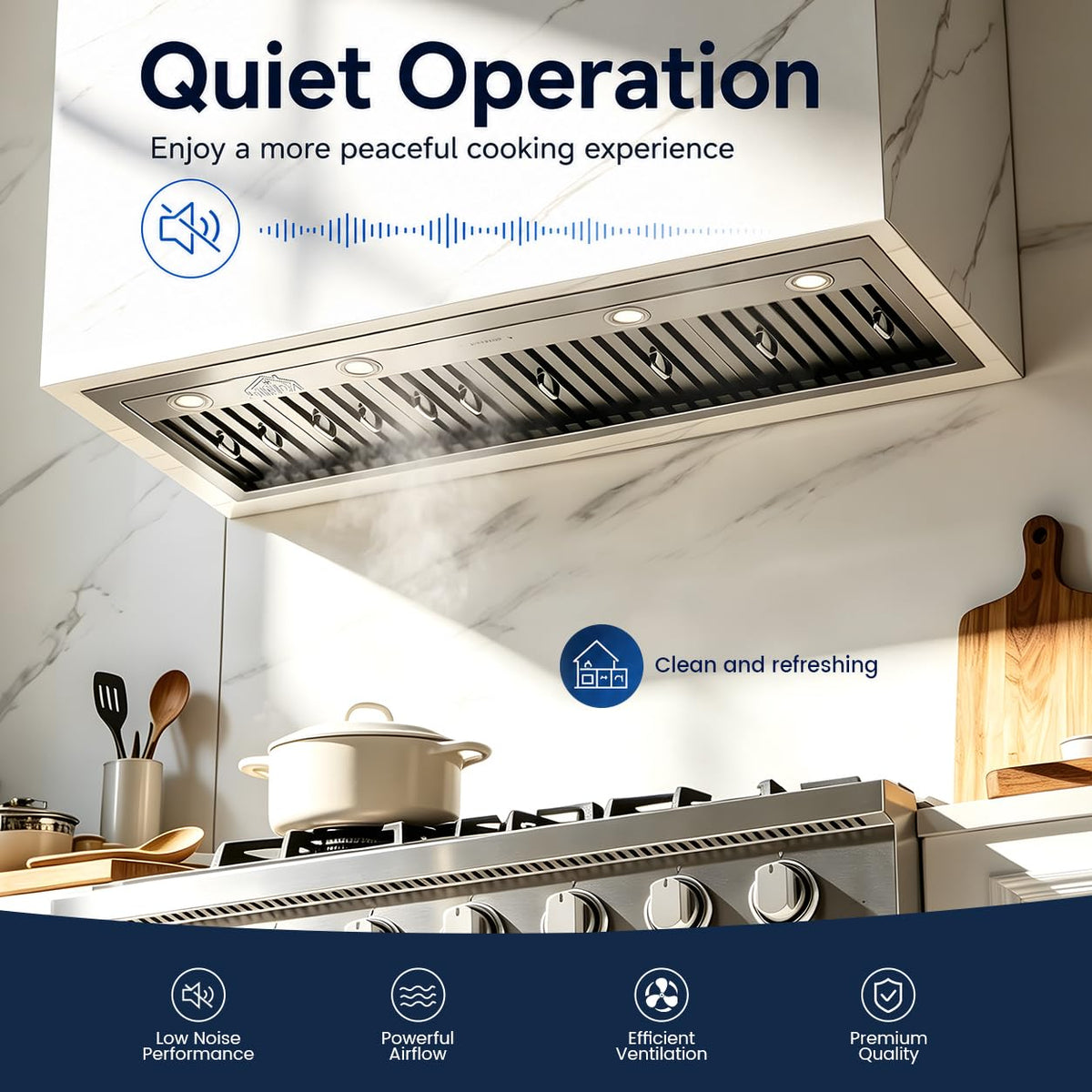 48 inch Stainless Steel Built-in Range Hood with Liner and Baffle Filter M631033
