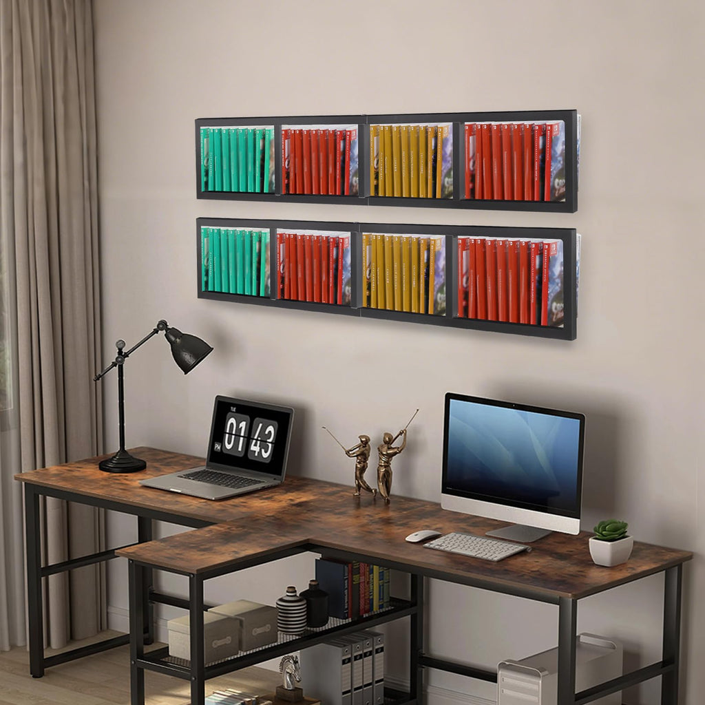 Black 2 Pcs 34Inch Metal Media Storage Rack H45815