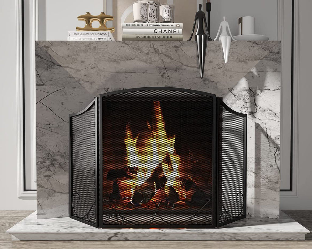 Black Wrought Iron Fireplace Screen V504