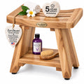 18" Solid Teak Shower Bench with Shelf L670649