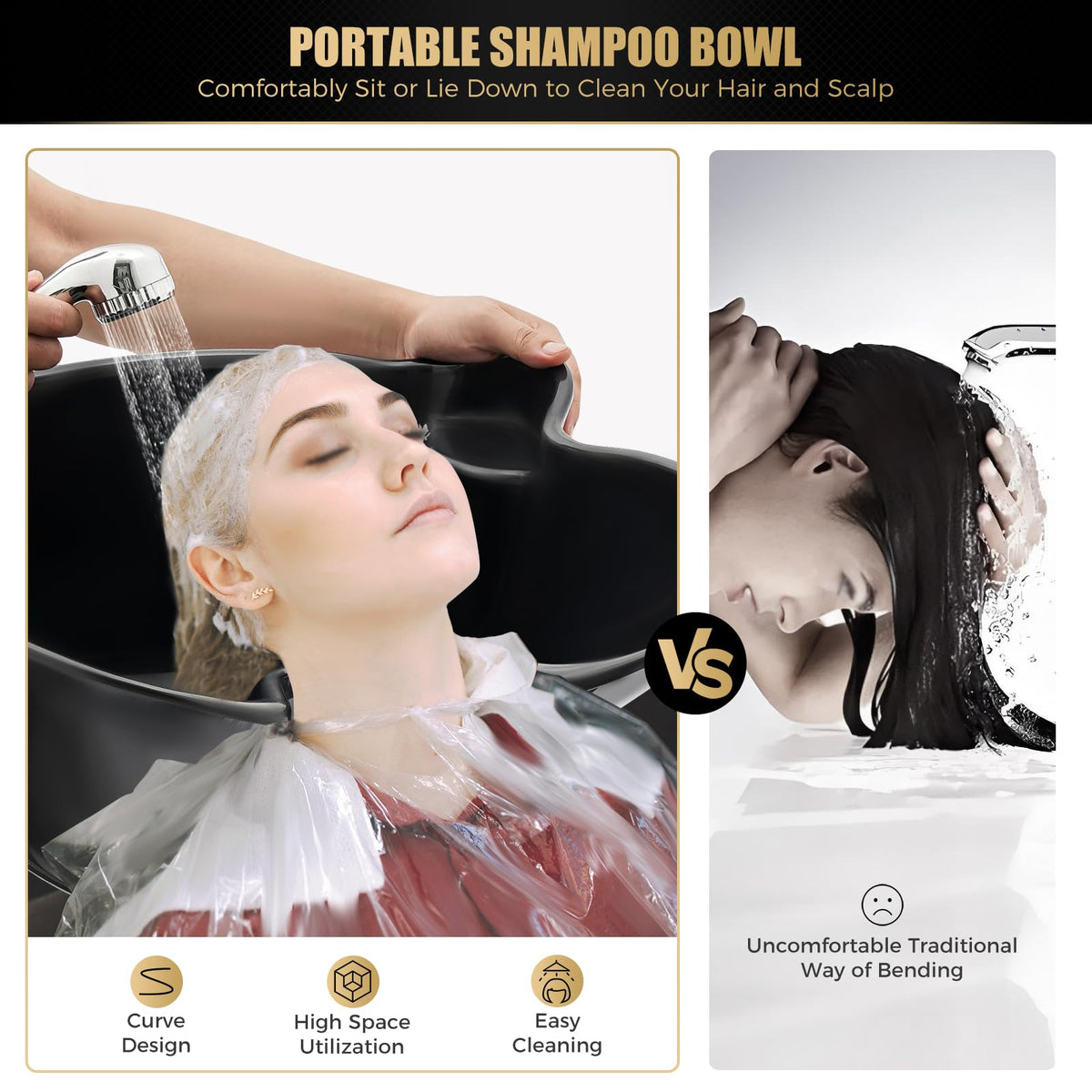 Portable Plastic Shampoo Bowl with 2 Bucket and Electric Pump X71727