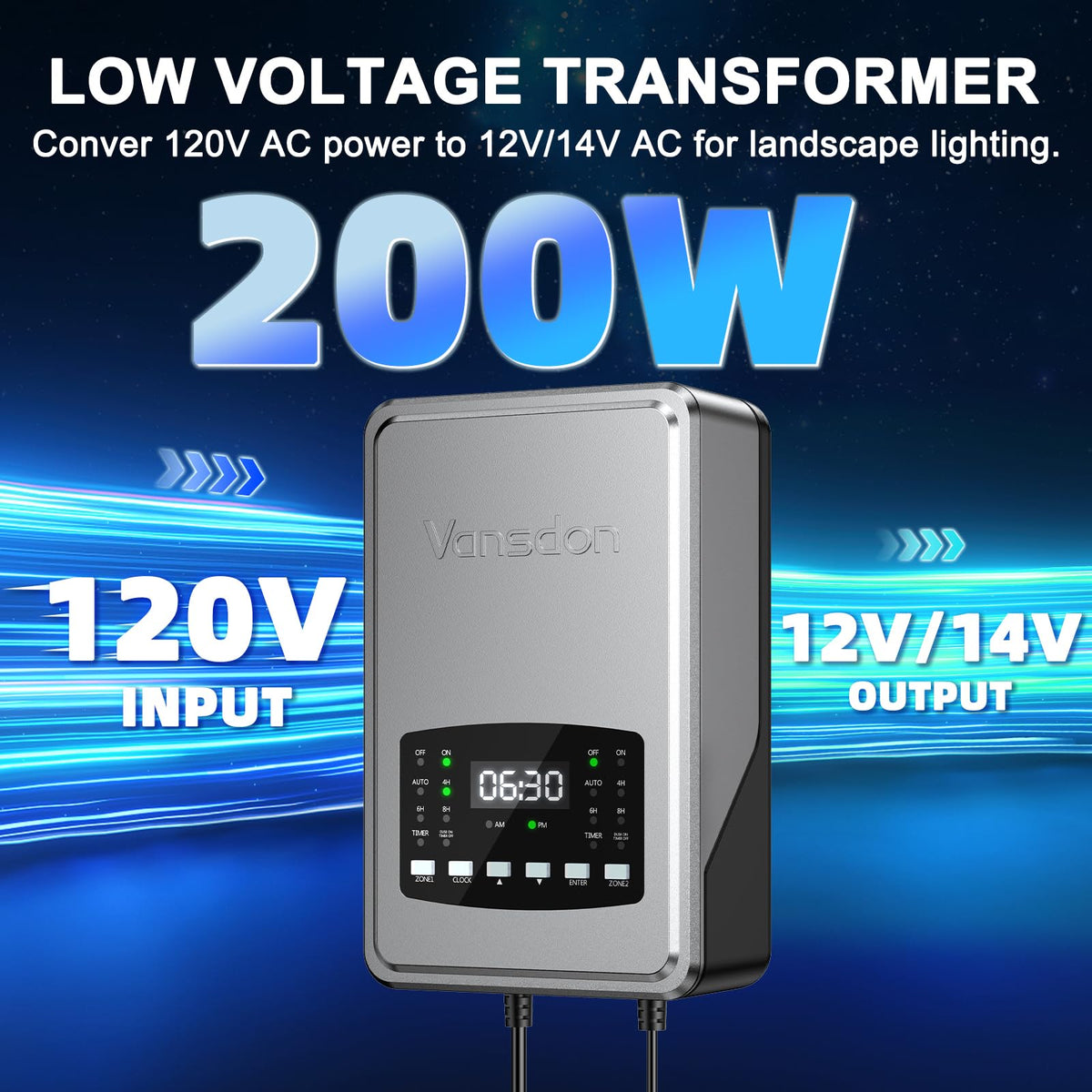 200W Low Voltage Landscape Transformer U62247