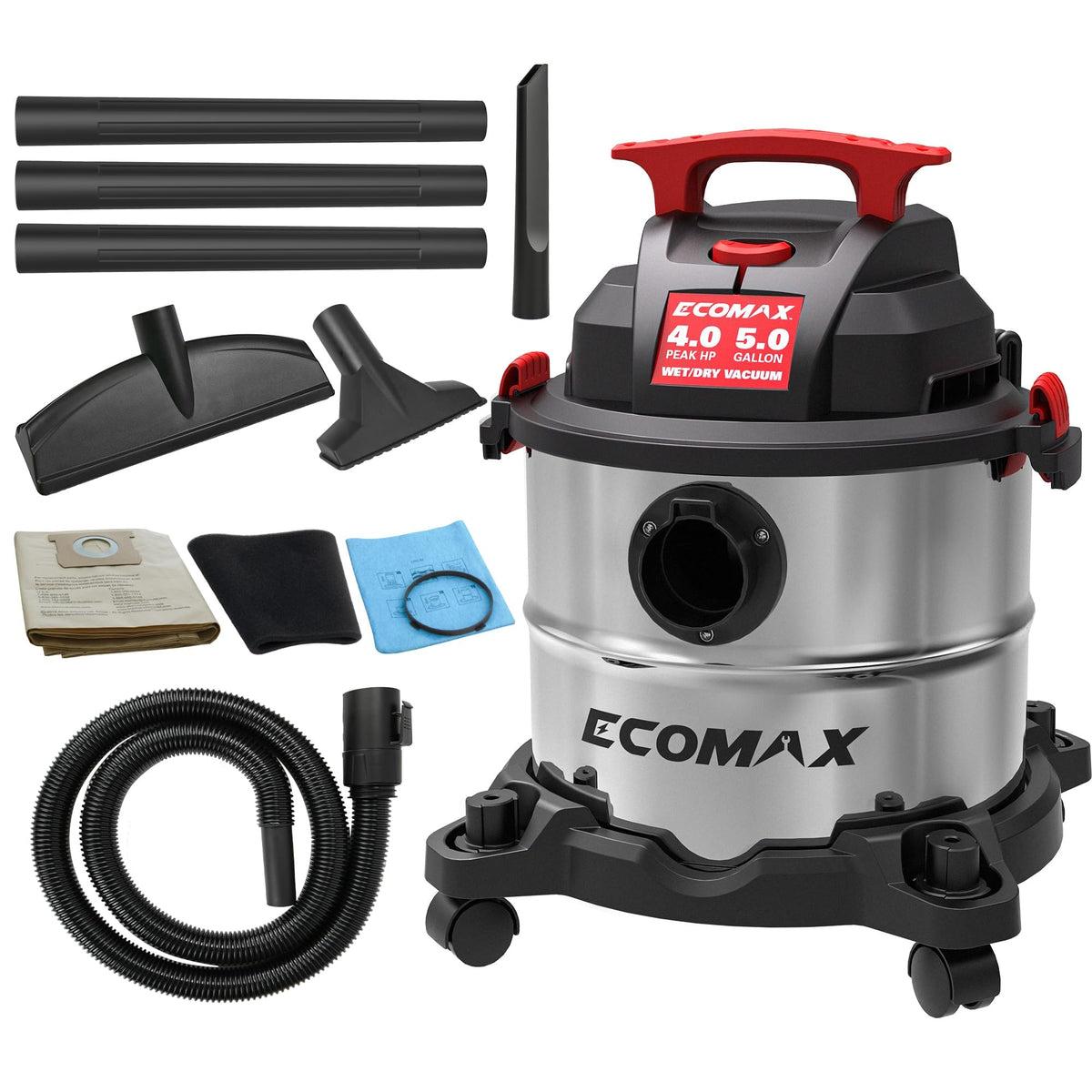 Wet and Dry 5 Gallon 4 HP Stainless Steel Shop Vacuum W491612