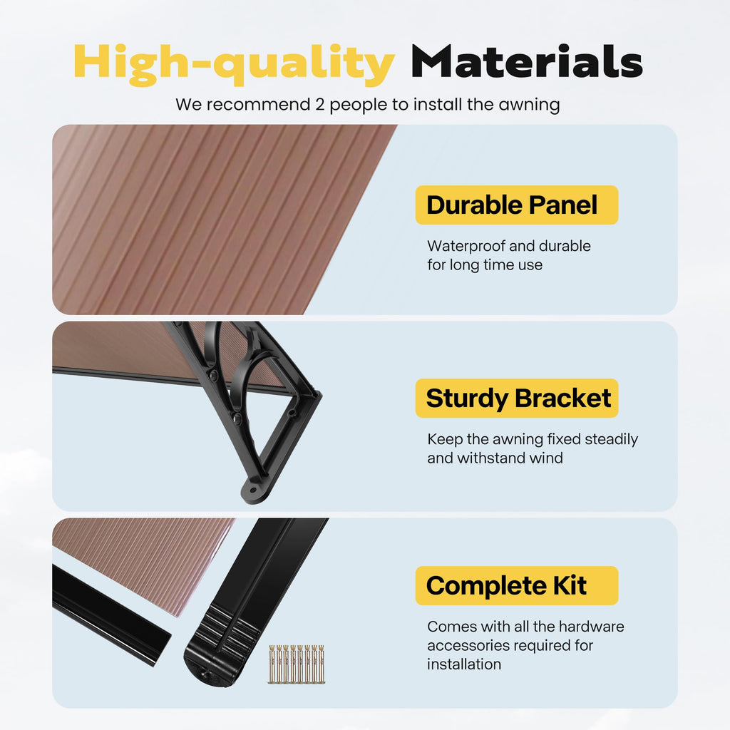 Polycarbonate Window Door Awning Brown 38 Inch x 78 Inch Q27499