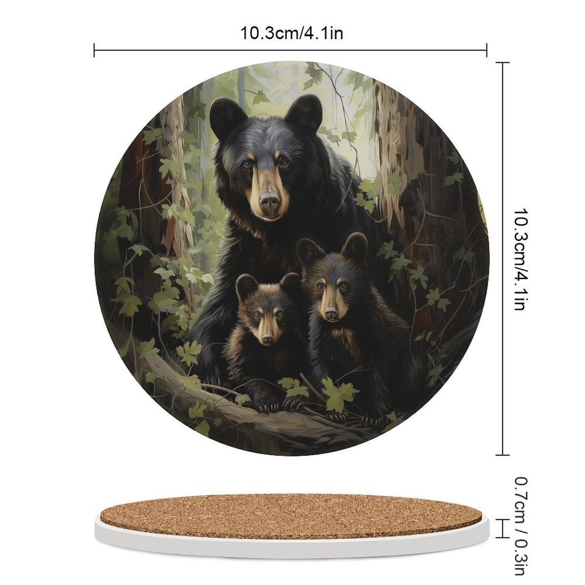 Absorbent Ceramic Stone Coasters Set of 4 Cork Base H352704