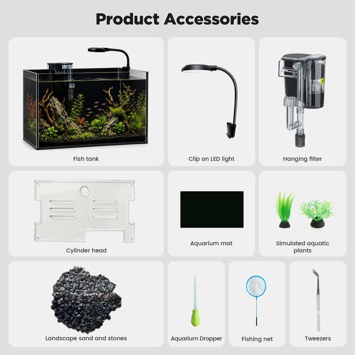 2 Gallon Fish Tank with Light and Filter J477079