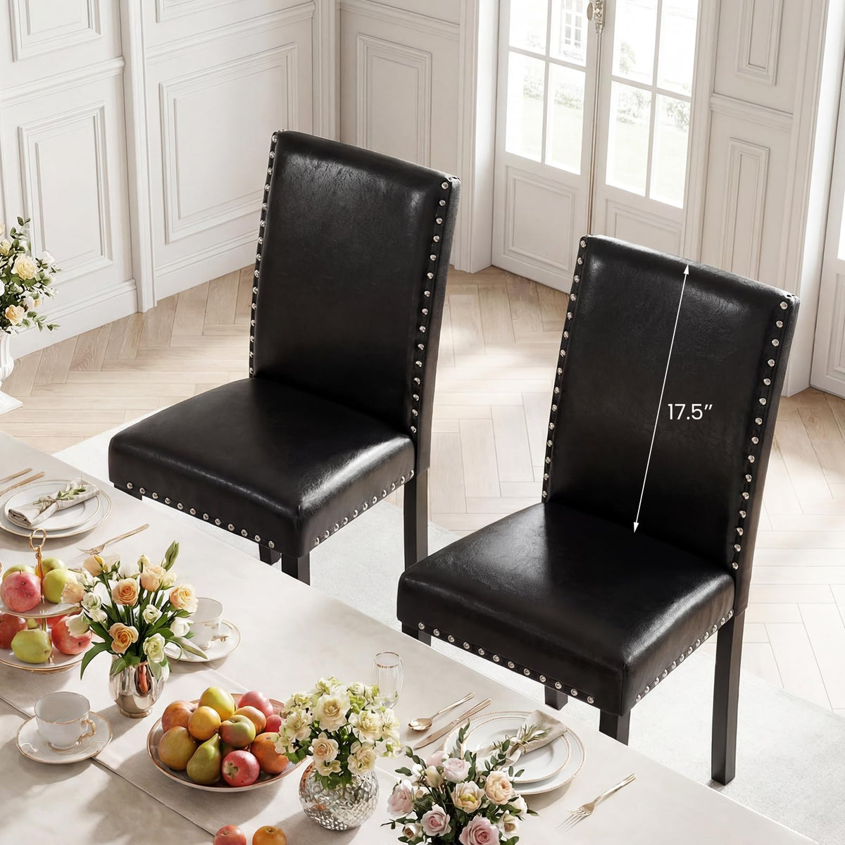 Faux Leather Upholstered Dining Chairs Set of 2 E347
