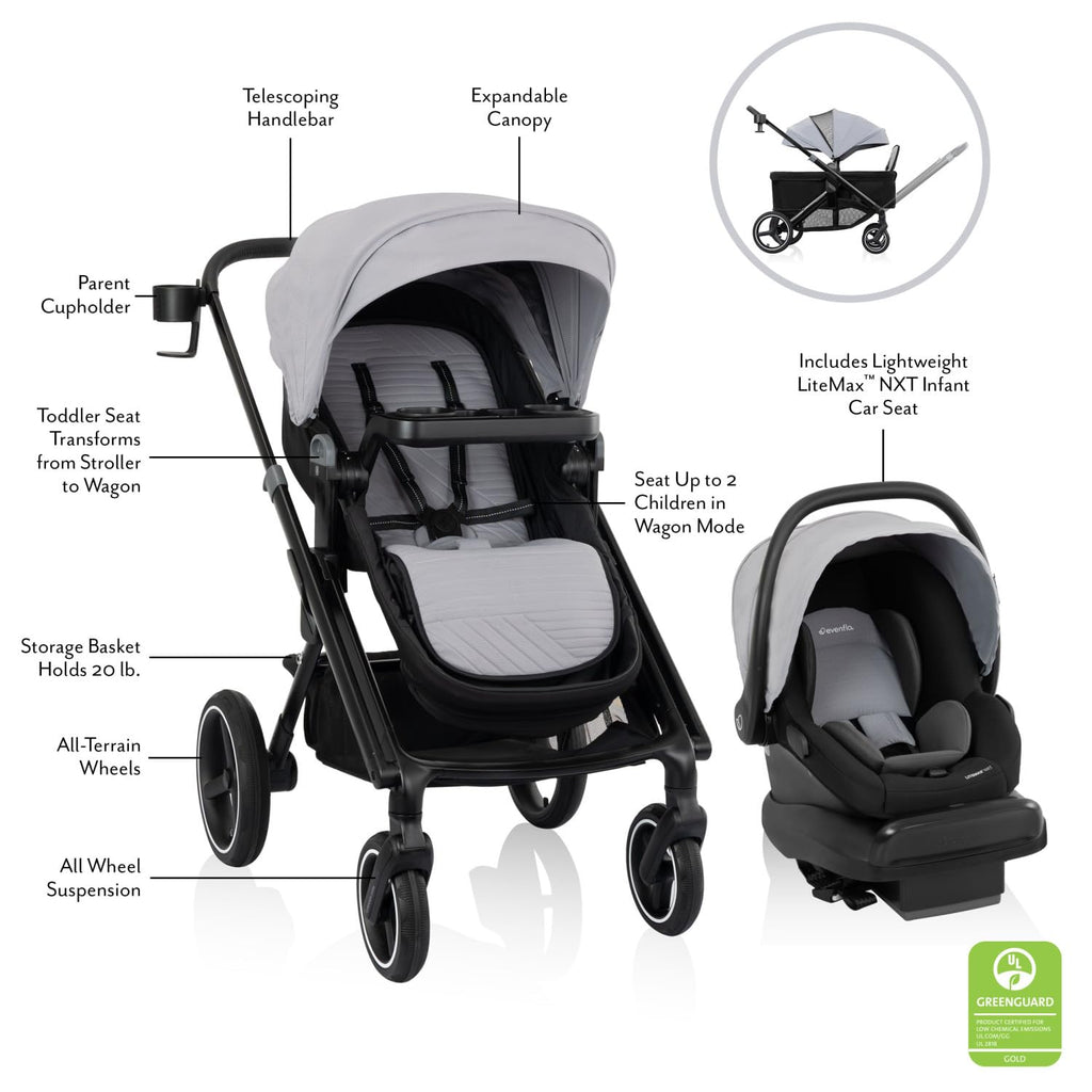 Stroller to Wagon Travel System with Car Seat W9319