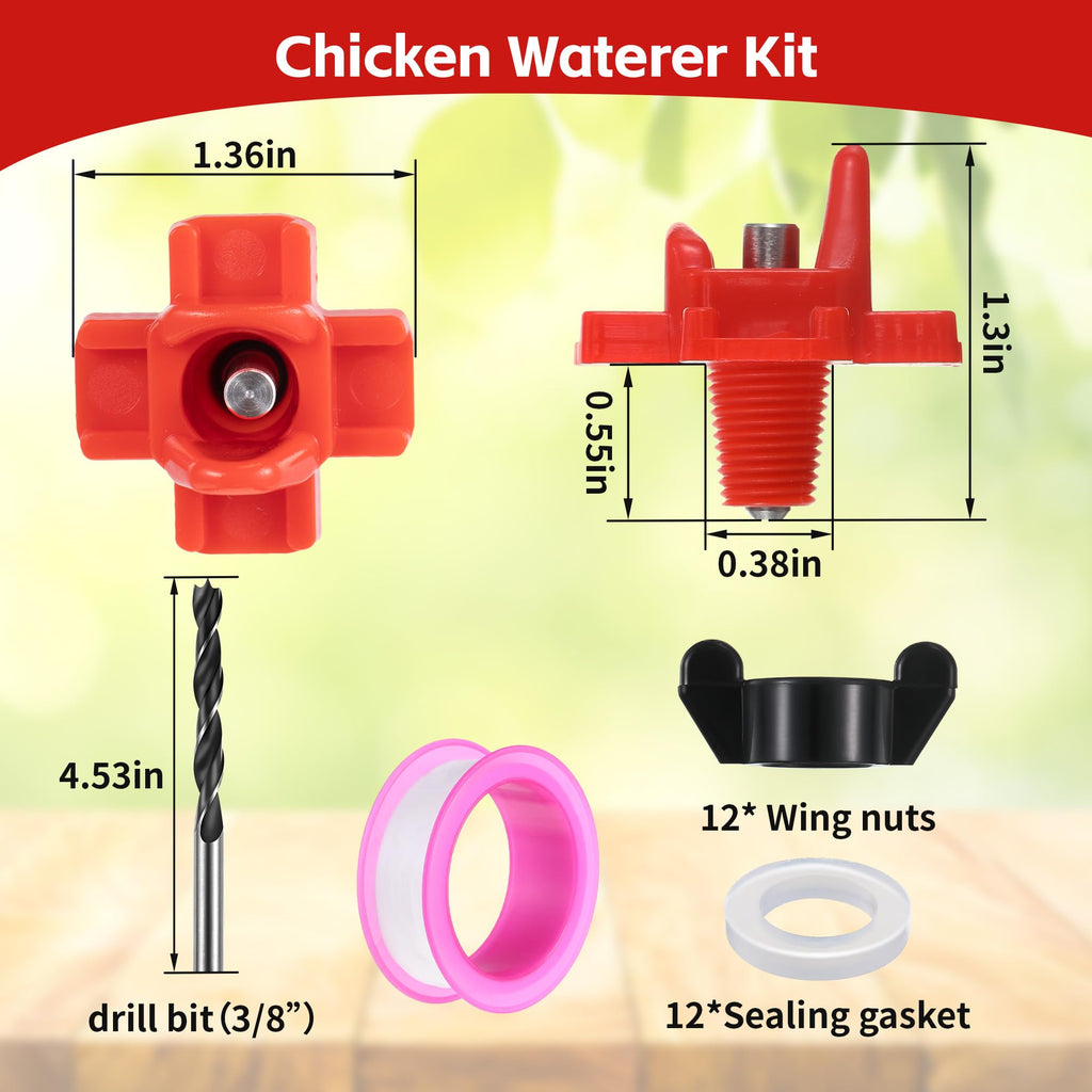 12 Pcs Horizontal Chicken Waterer Nipples with Drill Bit D993781