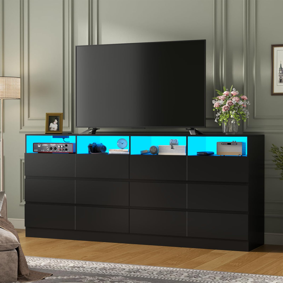 6 Drawer Dresser with Power Outlet and LED Lights X57917