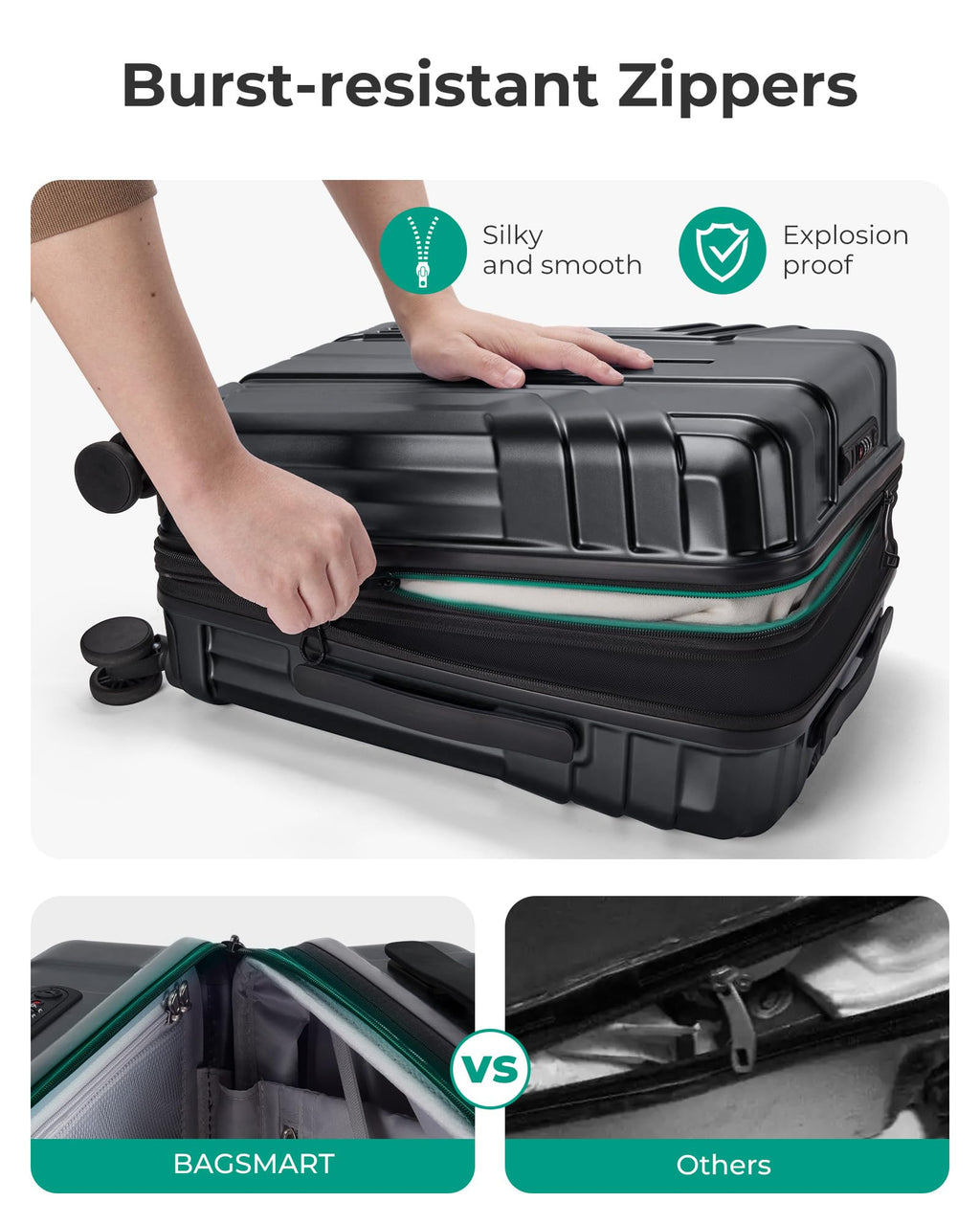 Expandable Carry On Luggage 22x14x9 Black Z99100