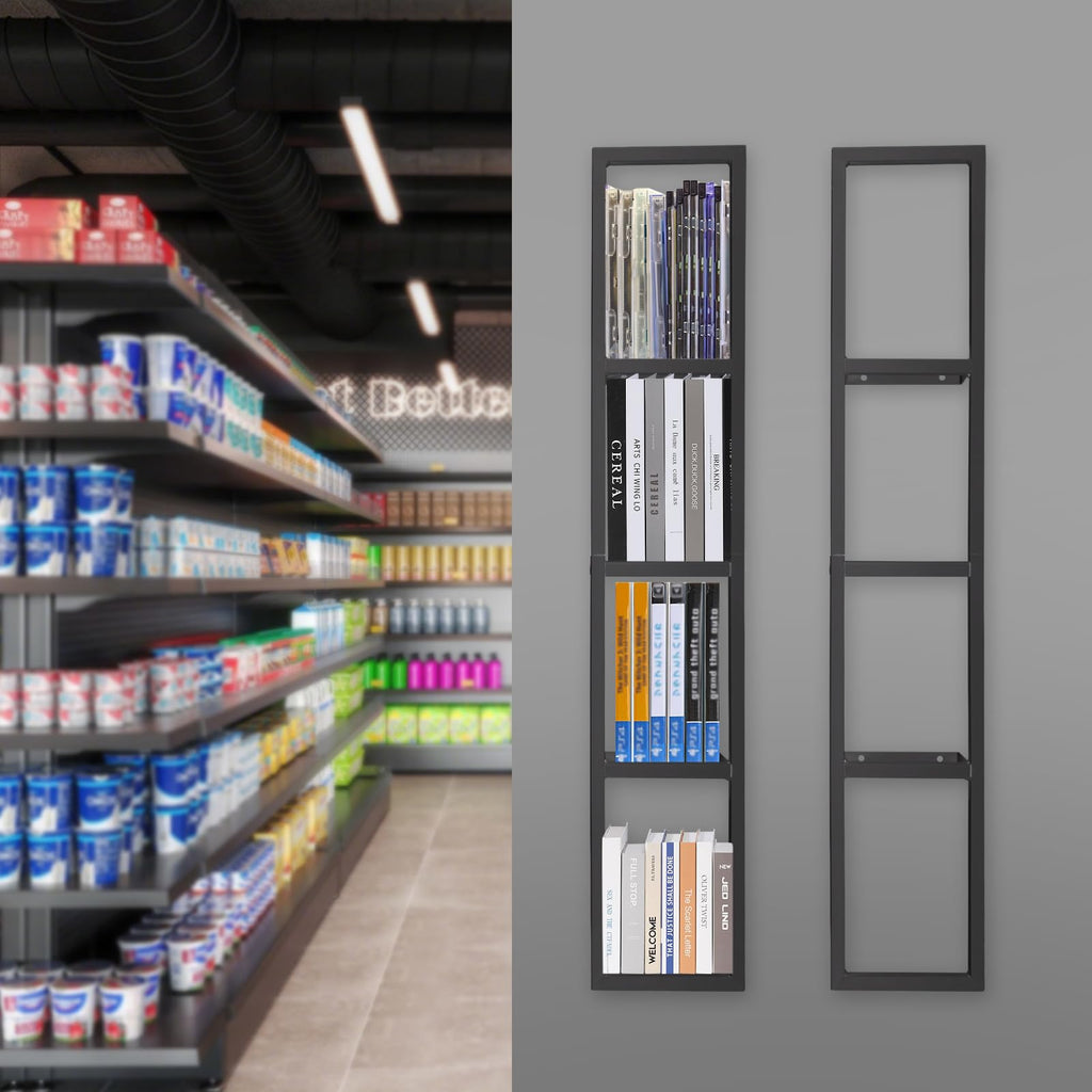 Black 2 Pcs 34Inch Metal Media Storage Rack H45815