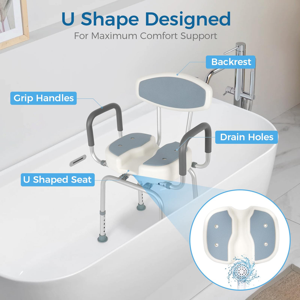 Heavy Duty Shower Chair with Arms and Back J522