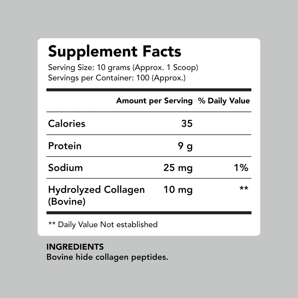 Collagen Peptides Powder, Grass-Fed, Hydrolyzed, Type 1 & 3, 1kg D9517
