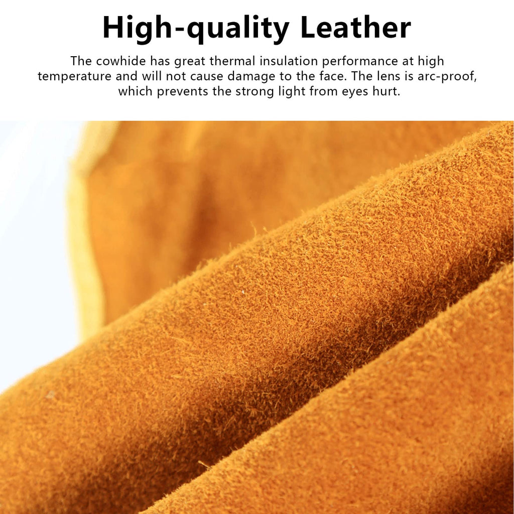 Cowhide Leather Welding Hood with Auto Darkening Filter E6652