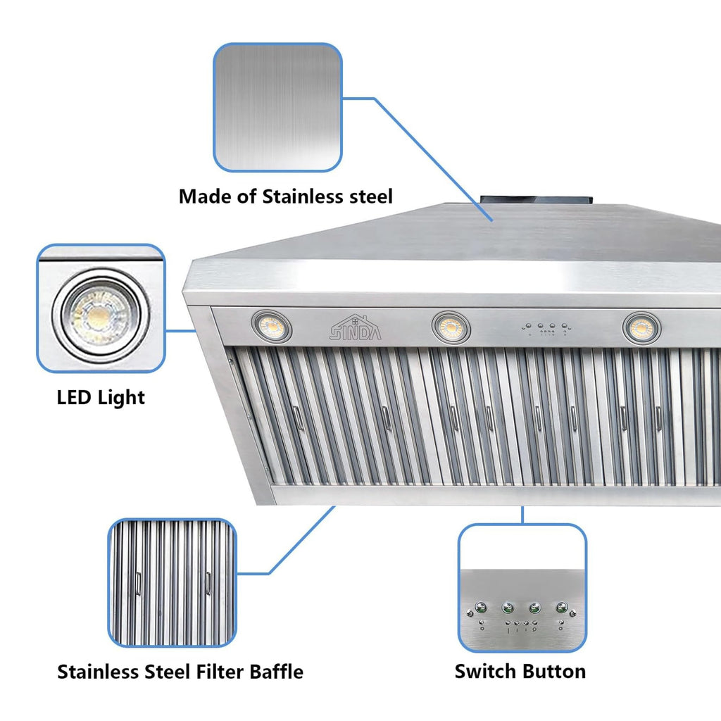 48 inch Stainless Steel Built-in Range Hood with Liner and Baffle Filter M631033