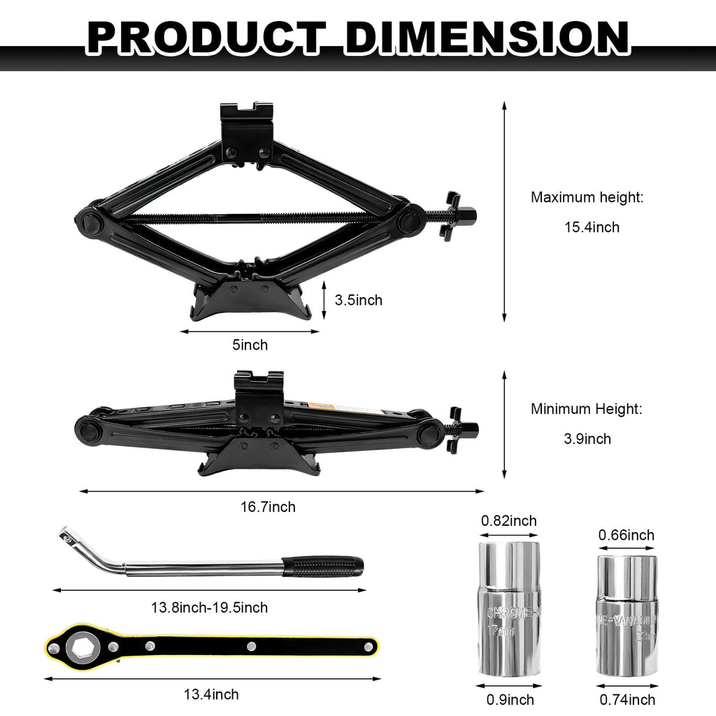 2 Ton Scissor Jack Kit with Lug Wrench G8665