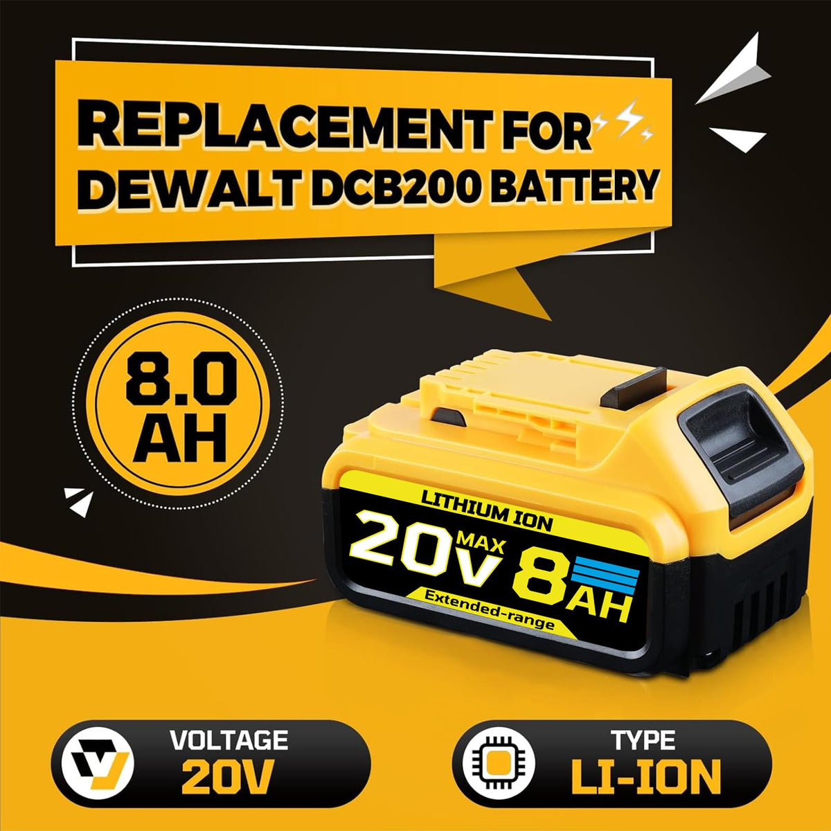 8.0Ah 20V Replacement Battery L604