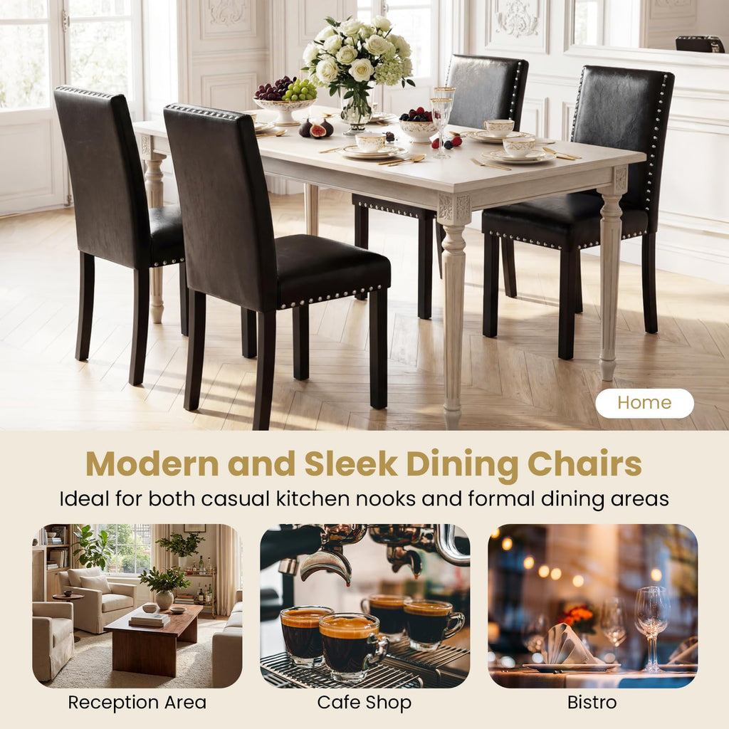 Faux Leather Upholstered Dining Chairs Set of 2 E347