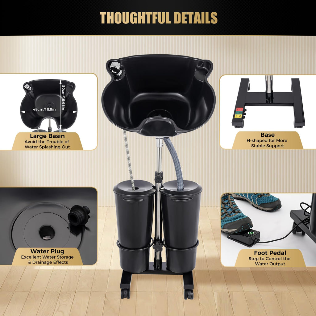 Portable Salon Shampoo Sink Basin with Electric Pump D285665