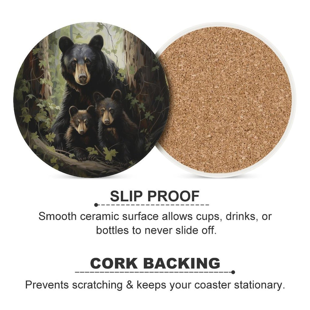 Absorbent Ceramic Stone Coasters Set of 4 Cork Base H352704