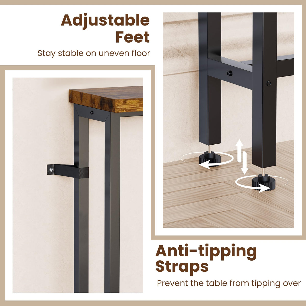 102 Inch Narrow Sofa Table with Power Outlets L139453