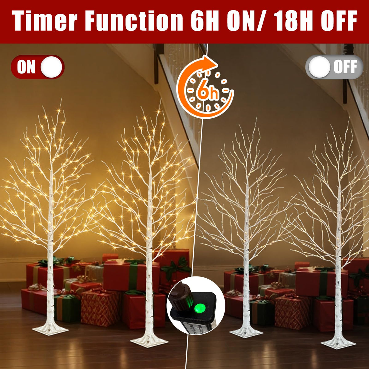 6ft Lighted Birch Tree W507