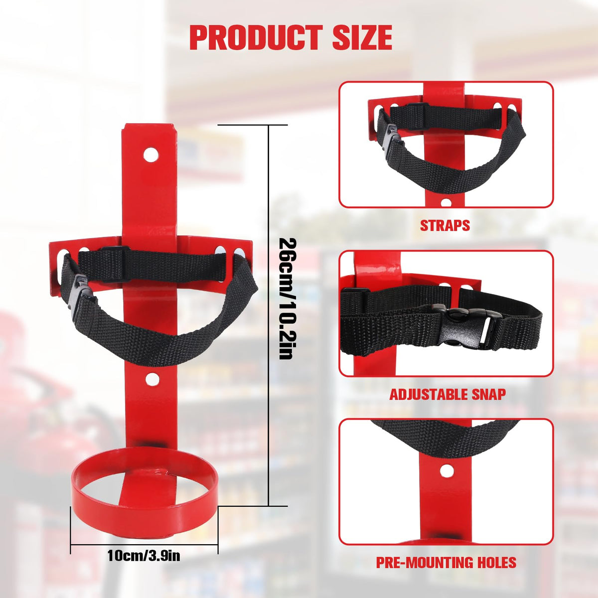 Fire Extinguisher Mount, 2.5LB Adjustable Straps Wall Hanging Holder 2Pcs F48083