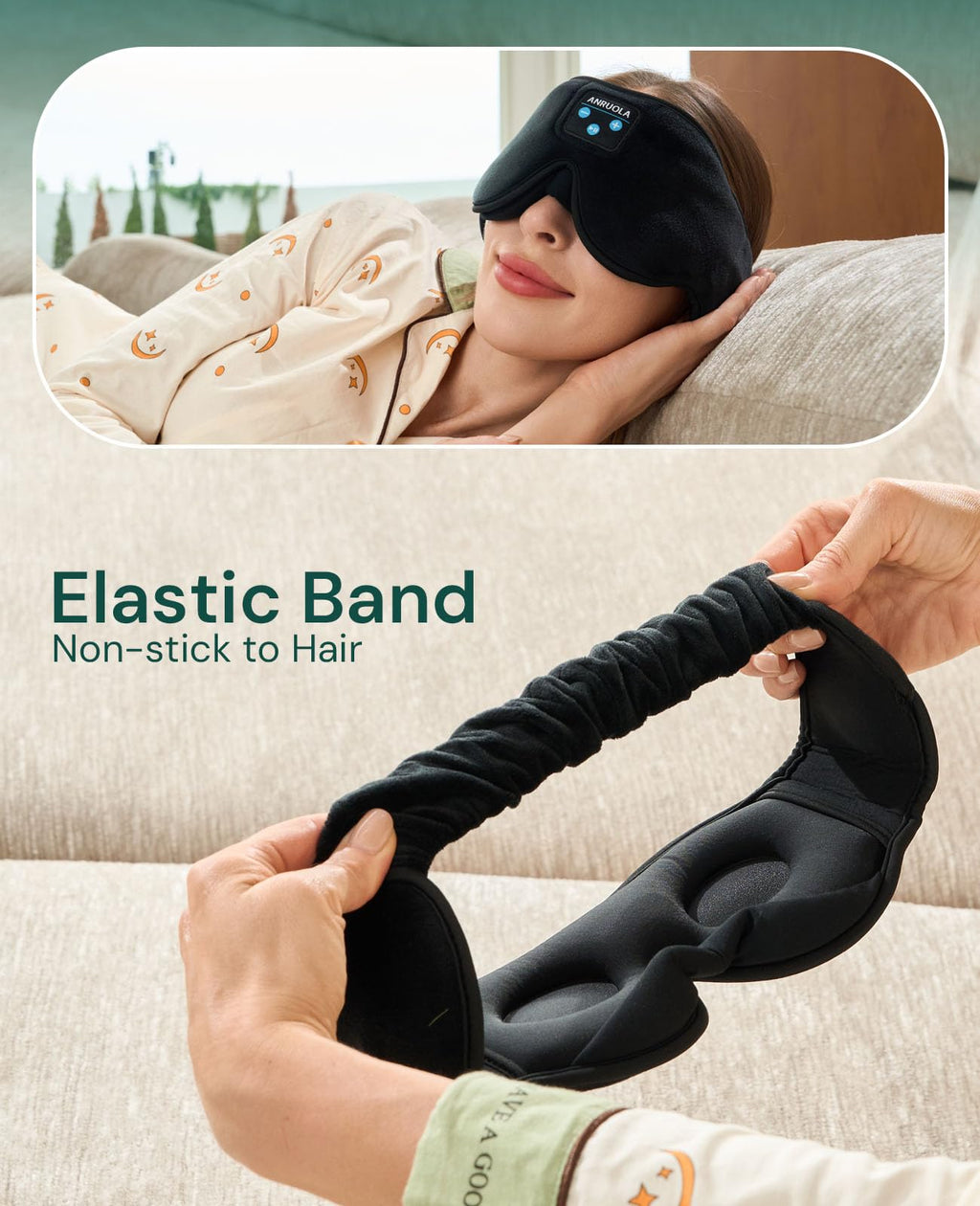 3D Sleep Mask with Bluetooth Headphones V123