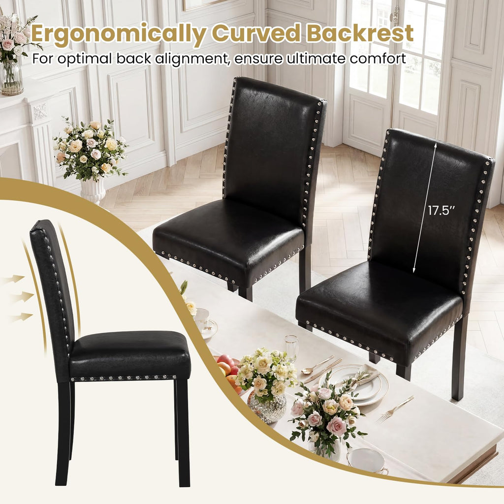 Faux Leather Upholstered Dining Chairs Set of 2 E347