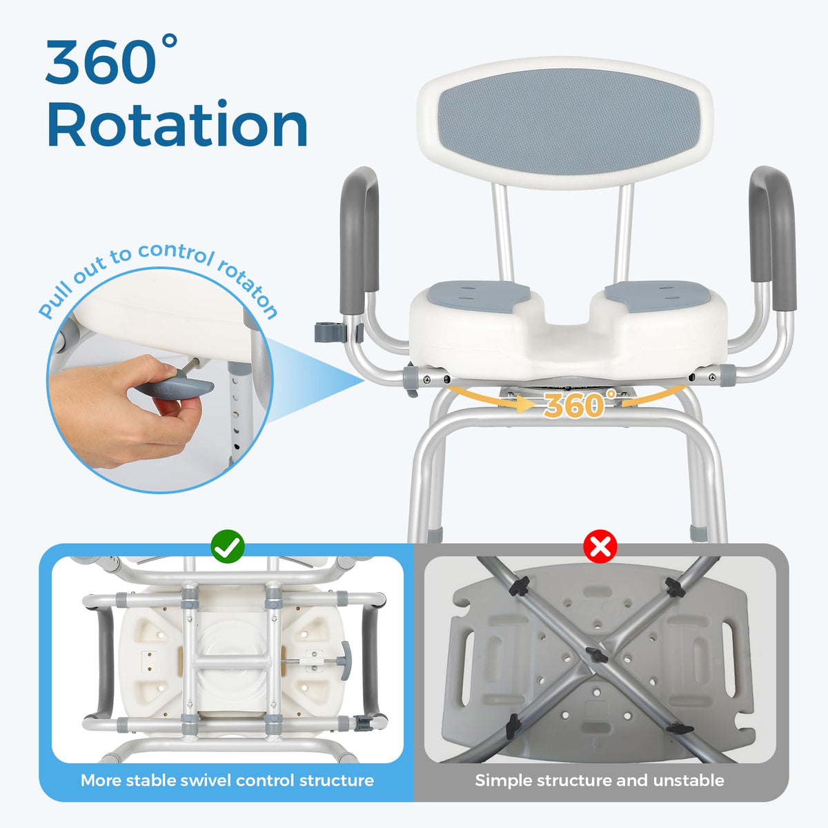 Heavy Duty Shower Chair with Arms and Back J522