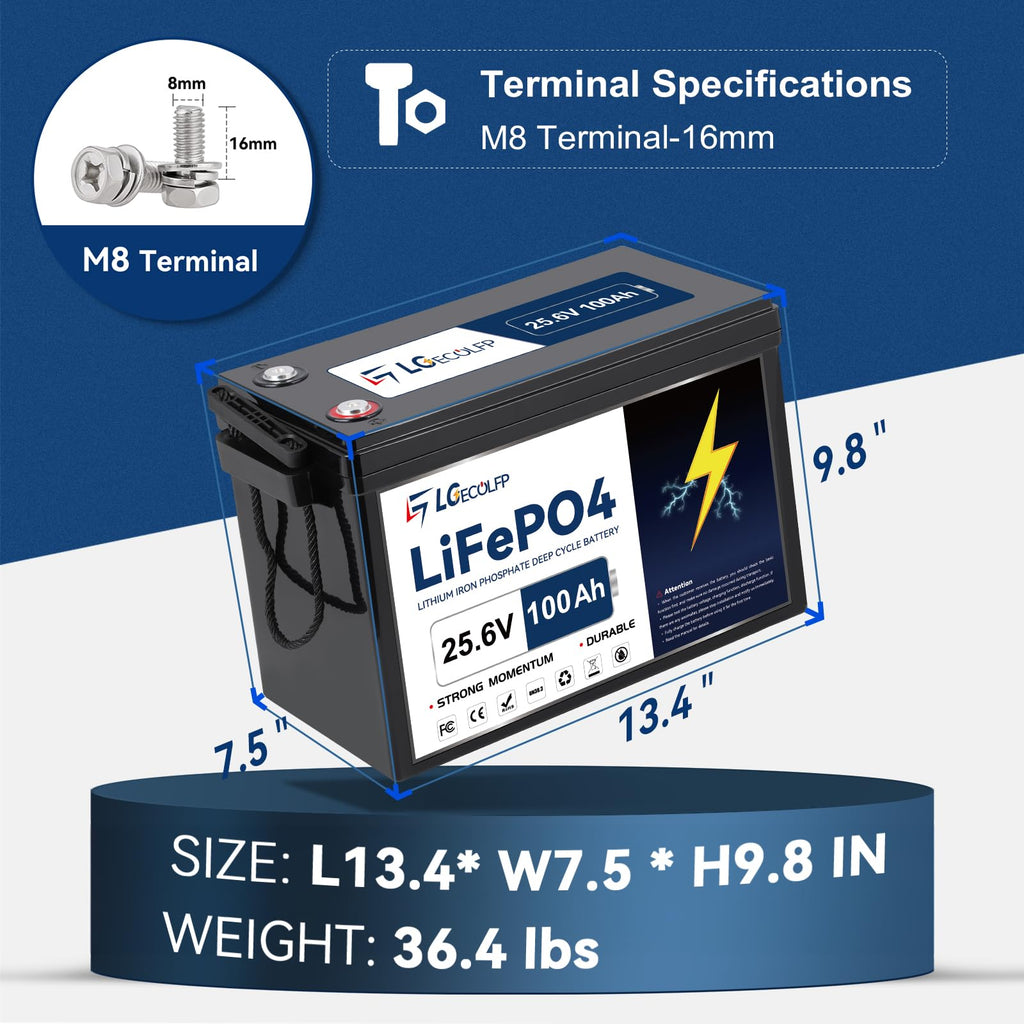 24V 100Ah LiFePO4 Battery with 100A BMS M1935