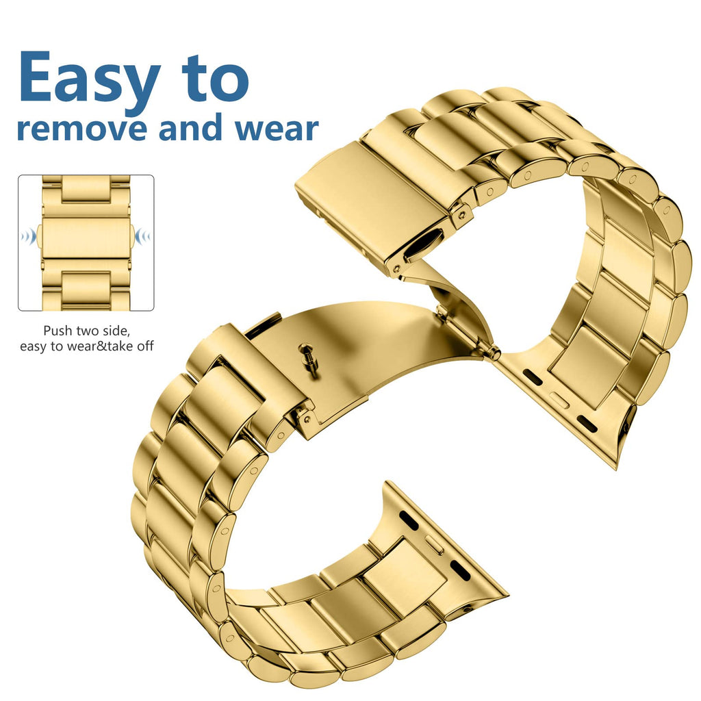 Compatible with Apple Watch Band Stainless Steel Metal Band with 2 Pack Protective Cover Case O810
