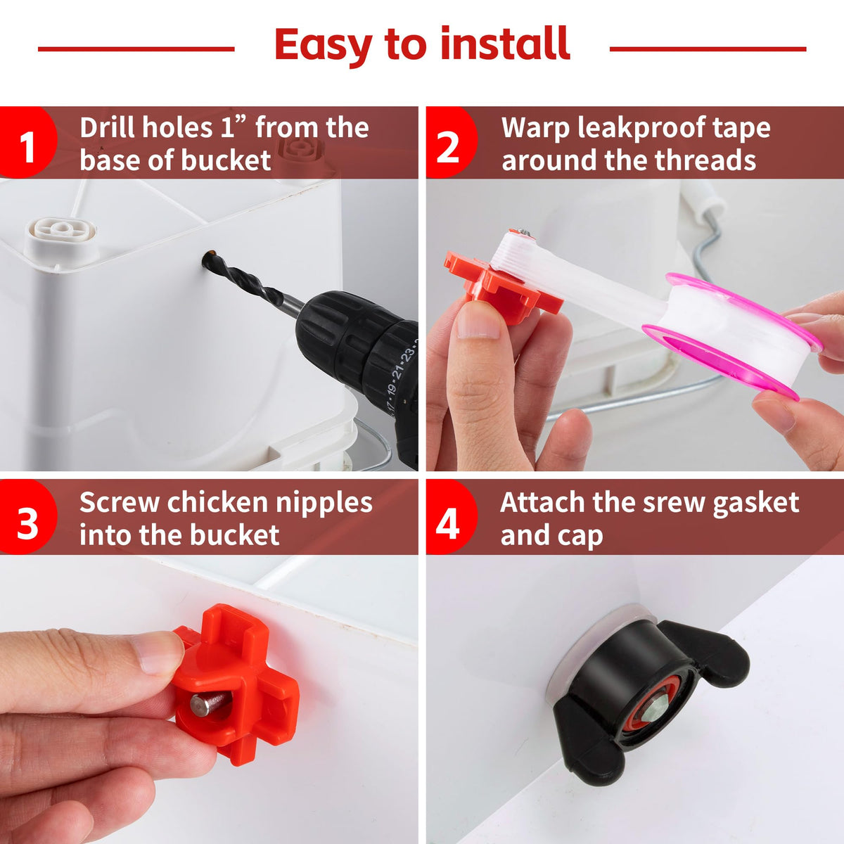 12 Pcs Horizontal Chicken Waterer Nipples with Drill Bit D993781