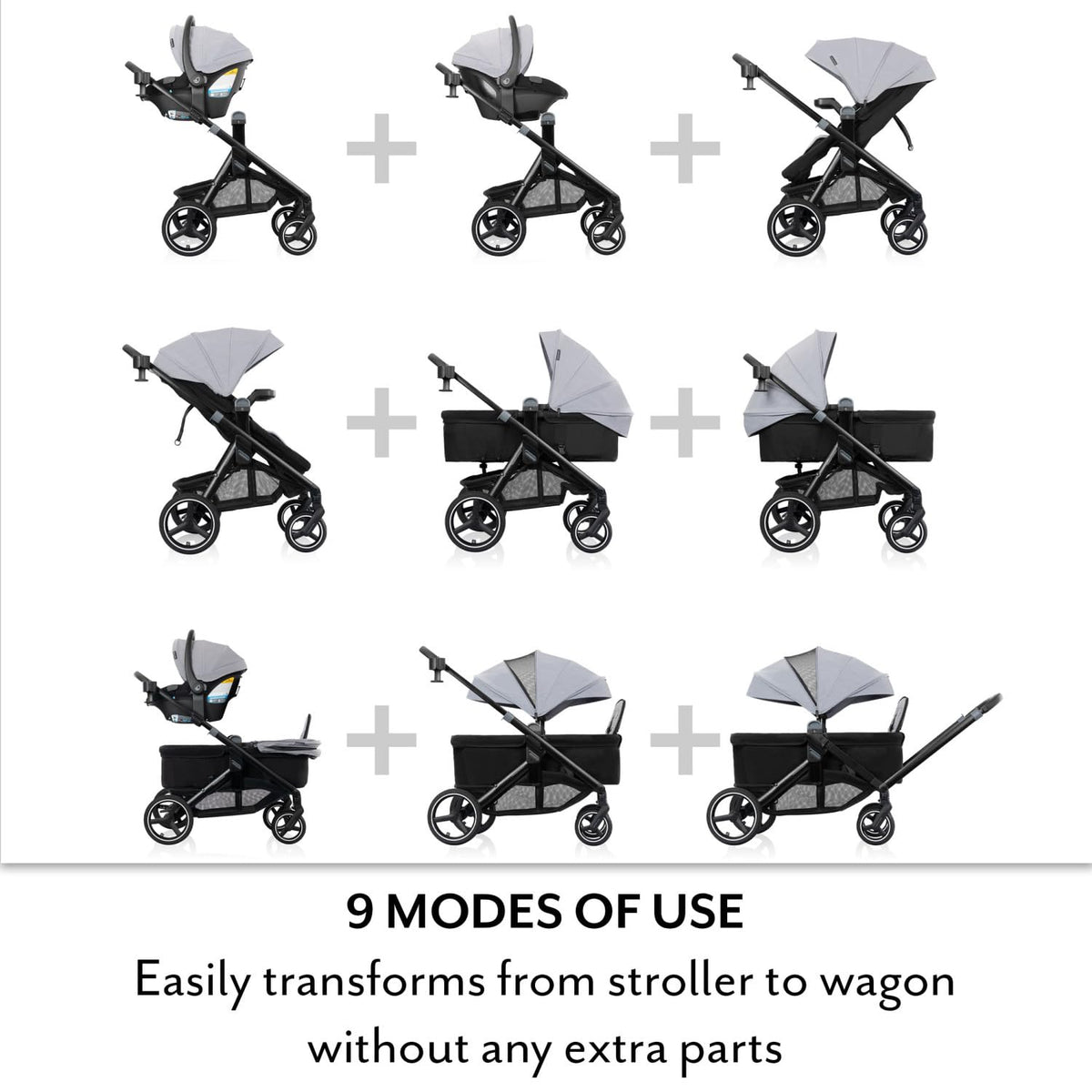 Stroller to Wagon Travel System with Car Seat W9319