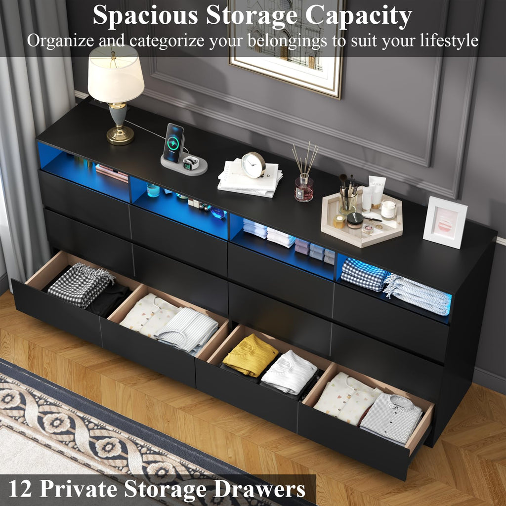 6 Drawer Dresser with Power Outlet and LED Lights X57917