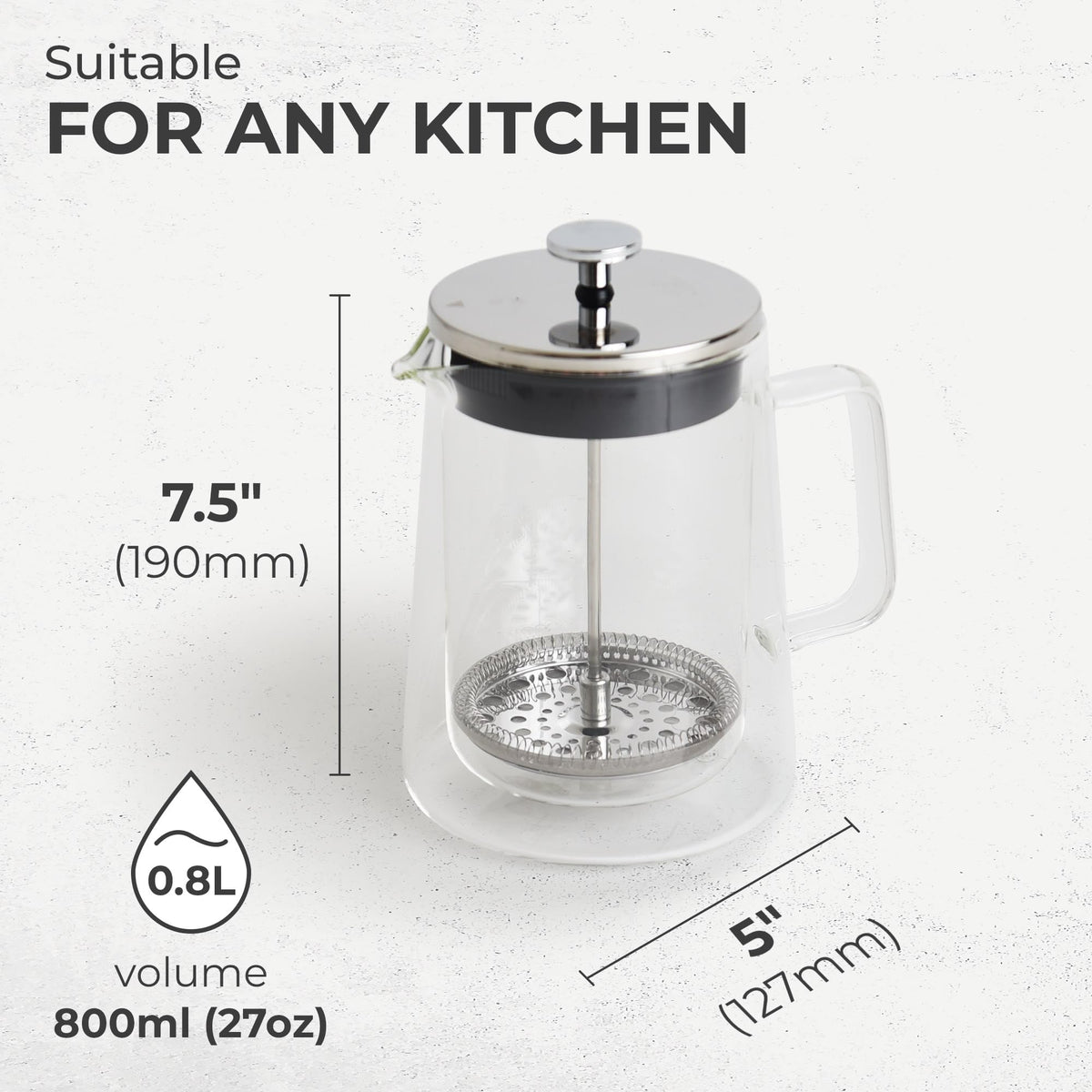 Glass French Press Coffee Maker 27oz L58135