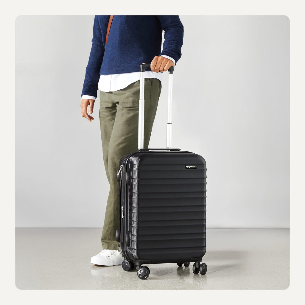 21" Black Hardside Carry-On Luggage with Spinner Wheels A48036
