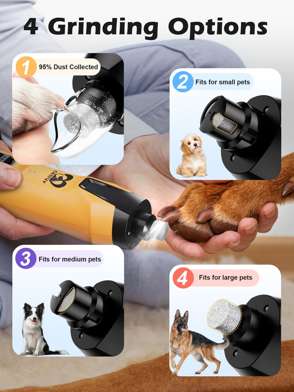 6-Speed Dog Nail Grinder with Dust Cap & 2 LED Lights & 2000mAh Battery X87069